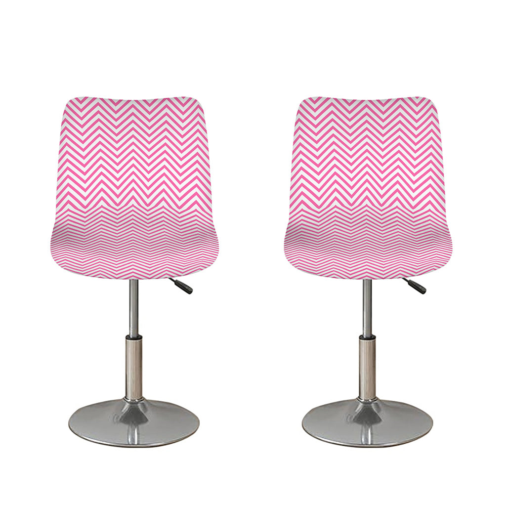 White And Pink Zigzag Pattern Print Bar Stool Covers