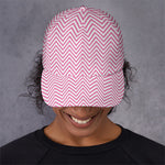 White And Pink Zigzag Pattern Print Baseball Cap