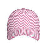 White And Pink Zigzag Pattern Print Baseball Cap