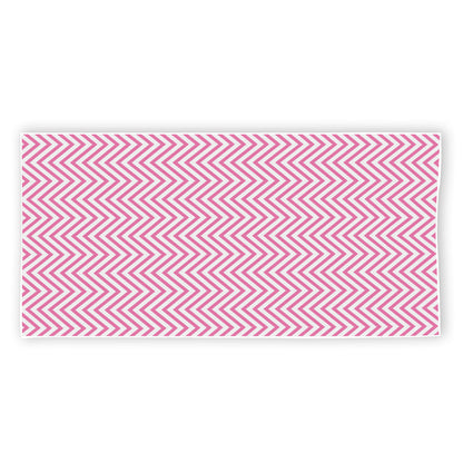 White And Pink Zigzag Pattern Print Beach Towel