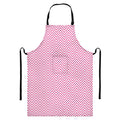 White And Pink Zigzag Pattern Print Bib Apron With Pocket