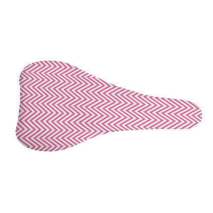 White And Pink Zigzag Pattern Print Bicycle Seat Cover