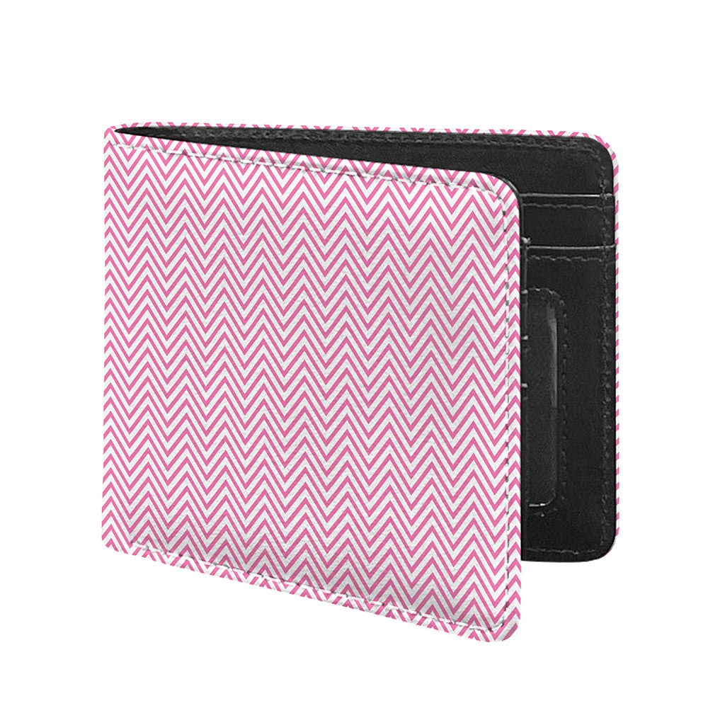 White And Pink Zigzag Pattern Print Bifold Wallet