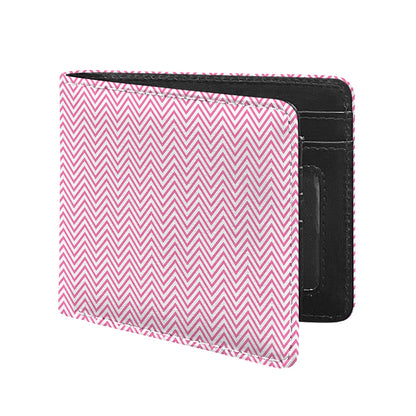 White And Pink Zigzag Pattern Print Bifold Wallet
