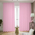 White And Pink Zigzag Pattern Print Dimout Pencil Pleat Curtains