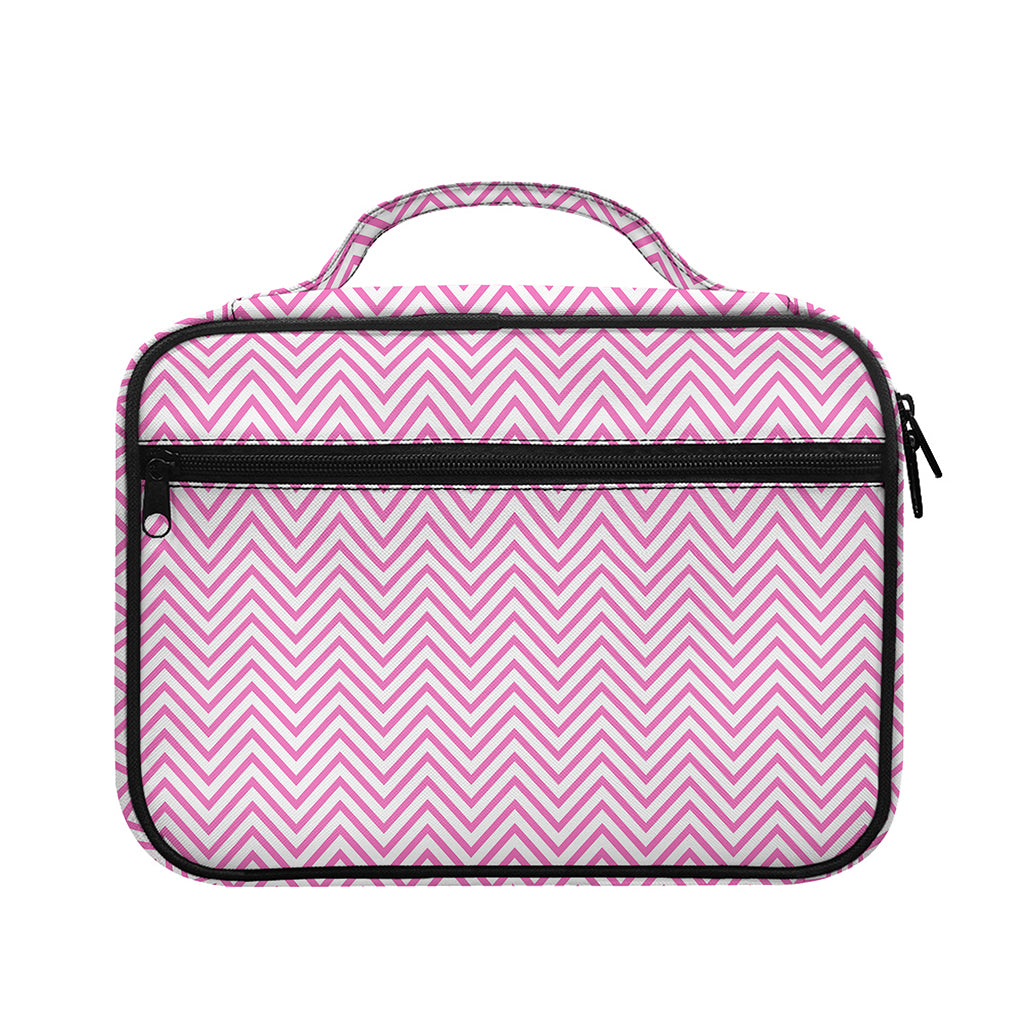 White And Pink Zigzag Pattern Print Briefcase Bible Bag