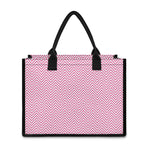 White And Pink Zigzag Pattern Print Canvas Tote Bag
