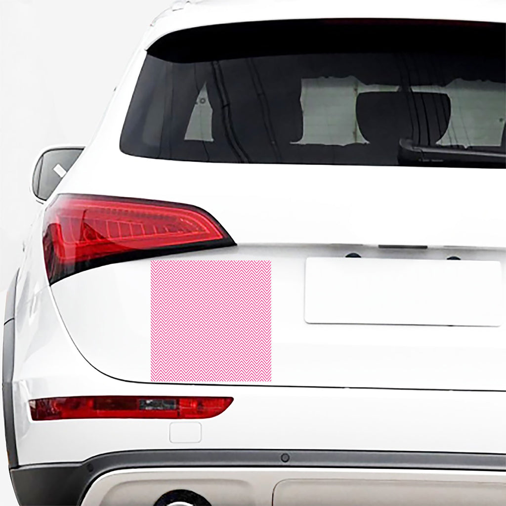 White And Pink Zigzag Pattern Print Car Sticker