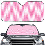 White And Pink Zigzag Pattern Print Car Windshield Sun Shade
