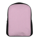 White And Pink Zigzag Pattern Print Casual Backpack