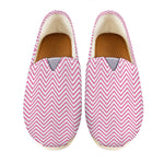 White And Pink Zigzag Pattern Print Casual Shoes