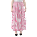 White And Pink Zigzag Pattern Print Chiffon Maxi Skirt