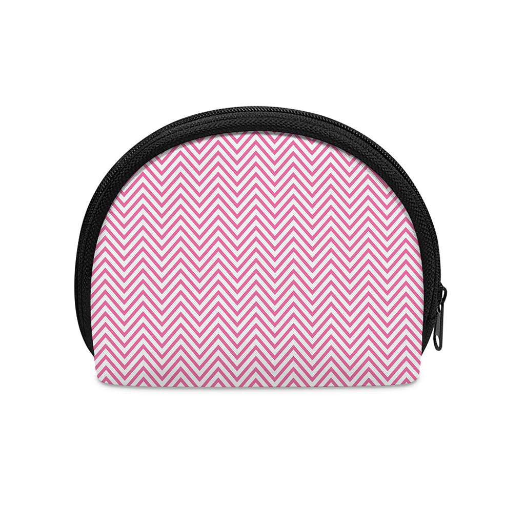White And Pink Zigzag Pattern Print Coin Purse