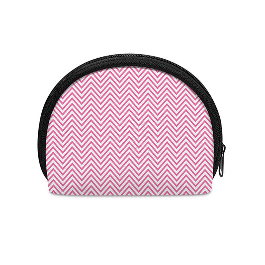 White And Pink Zigzag Pattern Print Coin Purse