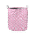 White And Pink Zigzag Pattern Print Collapsible Laundry Basket