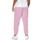 White And Pink Zigzag Pattern Print Cotton Pants