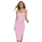 White And Pink Zigzag Pattern Print Cross Back Cami Dress