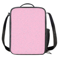 White And Pink Zigzag Pattern Print Crossbody Lunch Bag
