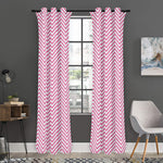 White And Pink Zigzag Pattern Print Curtain