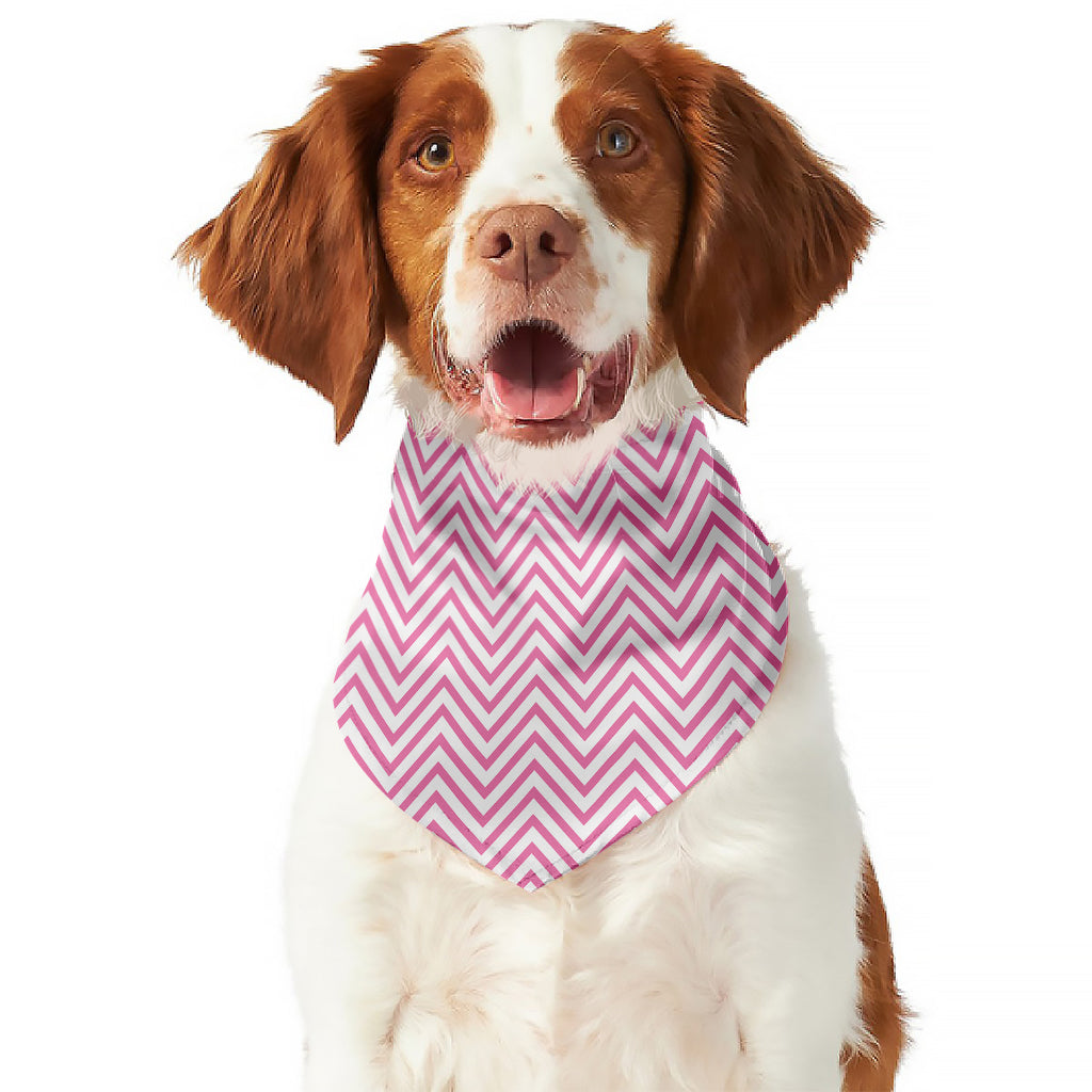 White And Pink Zigzag Pattern Print Dog Bandana
