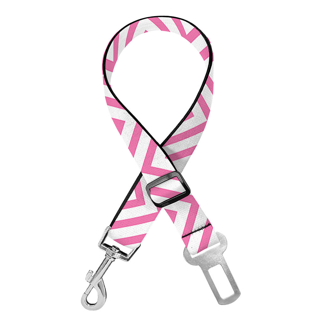 White And Pink Zigzag Pattern Print Dog Seat Belt