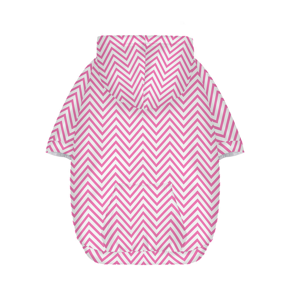 White And Pink Zigzag Pattern Print Dog Zip Up Hoodie