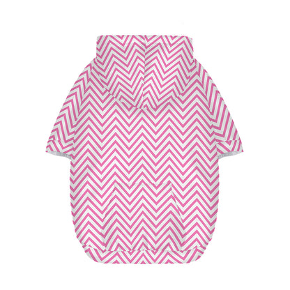 White And Pink Zigzag Pattern Print Dog Zip Up Hoodie