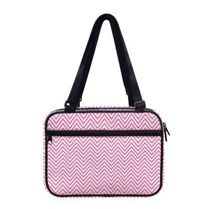 White And Pink Zigzag Pattern Print Double Strap Bible Bag