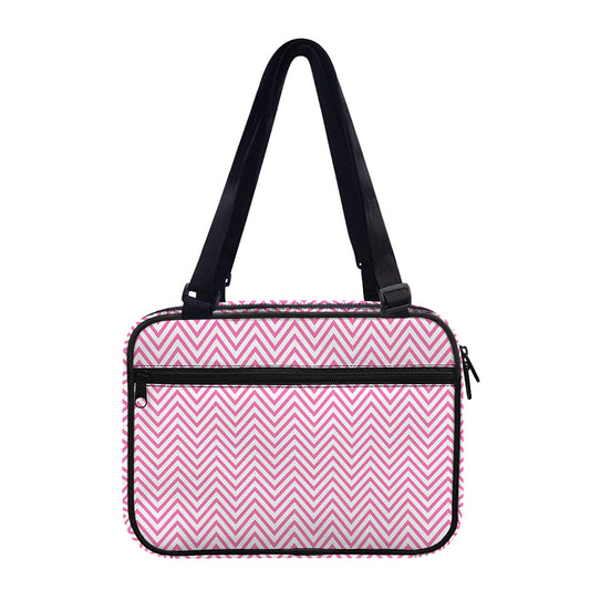 White And Pink Zigzag Pattern Print Double Strap Bible Bag
