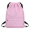 White And Pink Zigzag Pattern Print Drawstring Backpack