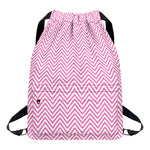 White And Pink Zigzag Pattern Print Drawstring Backpack