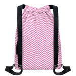 White And Pink Zigzag Pattern Print Drawstring Backpack