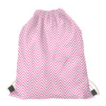 White And Pink Zigzag Pattern Print Drawstring Bag