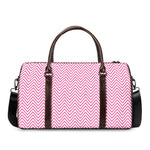 White And Pink Zigzag Pattern Print Duffle Bag