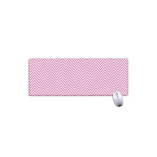 White And Pink Zigzag Pattern Print Extended Mouse Pad