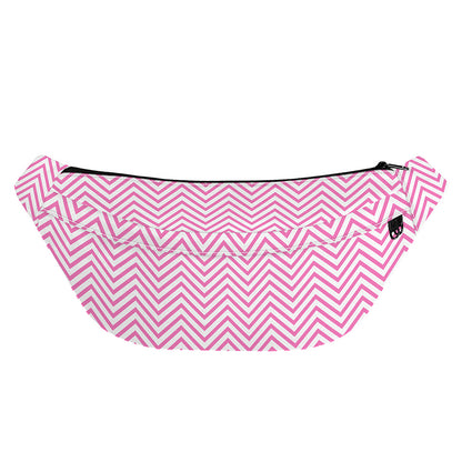 White And Pink Zigzag Pattern Print Fanny Pack