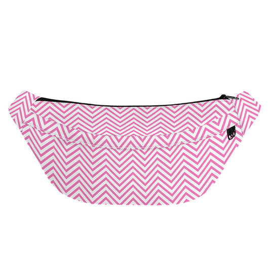 White And Pink Zigzag Pattern Print Fanny Pack