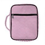 White And Pink Zigzag Pattern Print Front Pocket Bible Bag