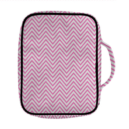 White And Pink Zigzag Pattern Print Front Pocket Bible Bag