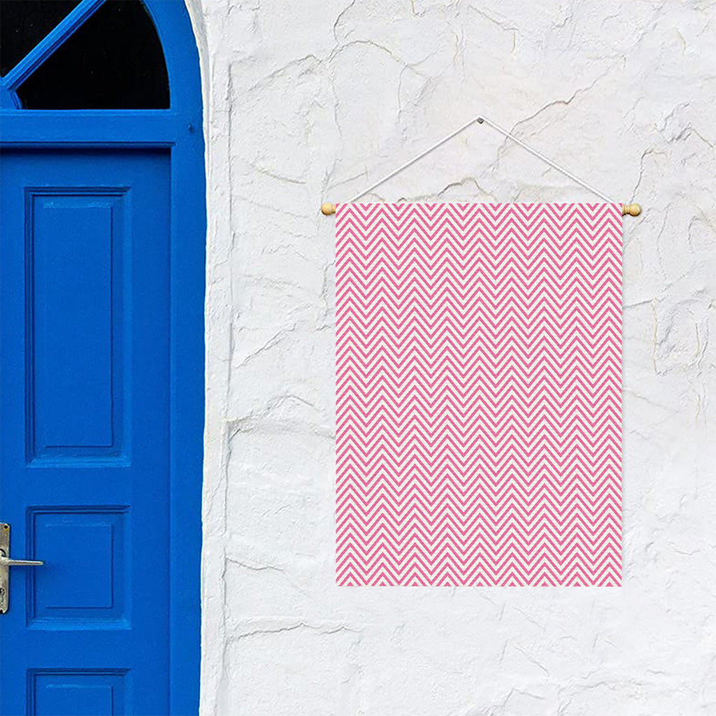 White And Pink Zigzag Pattern Print Garden Flag
