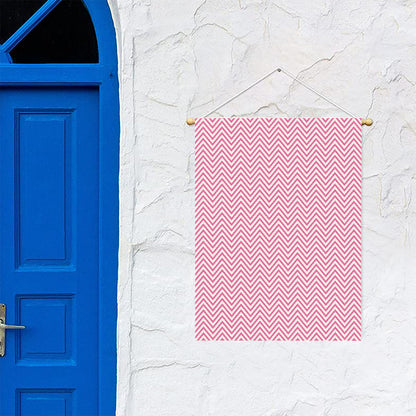White And Pink Zigzag Pattern Print Garden Flag