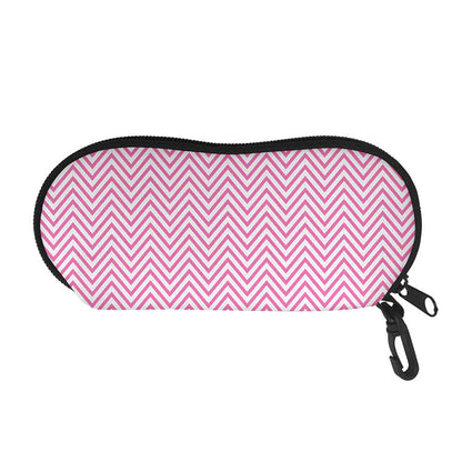 White And Pink Zigzag Pattern Print Glasses Case