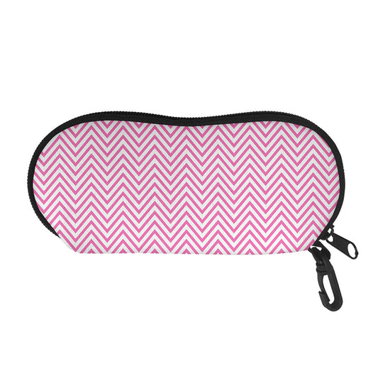 White And Pink Zigzag Pattern Print Glasses Case