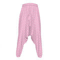 White And Pink Zigzag Pattern Print Hammer Pants