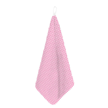 White And Pink Zigzag Pattern Print Hand Towel