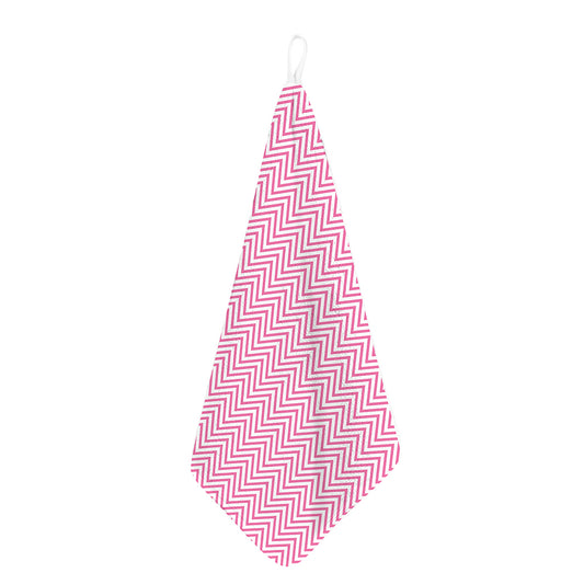 White And Pink Zigzag Pattern Print Hand Towel