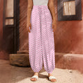 White And Pink Zigzag Pattern Print Harem Pants