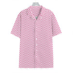 White And Pink Zigzag Pattern Print Hawaiian Shirt