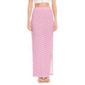 White And Pink Zigzag Pattern Print High Slit Maxi Skirt