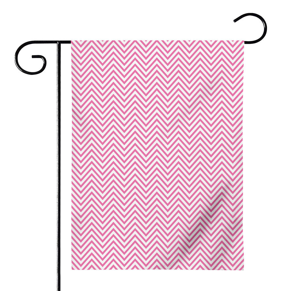 White And Pink Zigzag Pattern Print House Flag